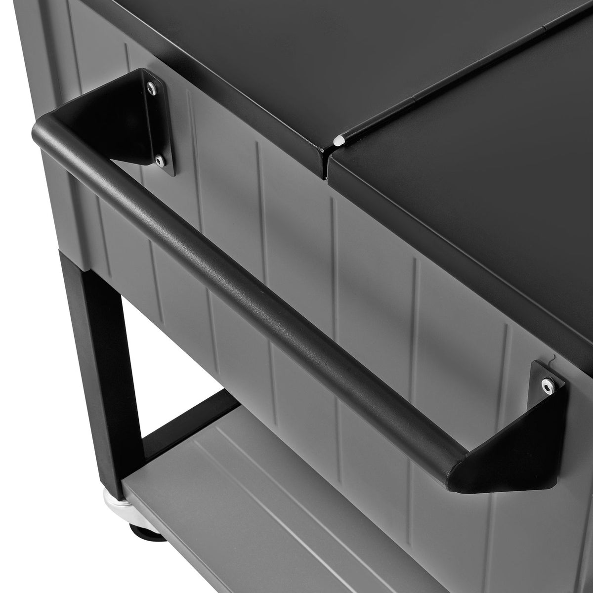 75.7L Rolling Ice Chest, Hold up to 50 Bottles / 110 Cans, Portable Patio Party Bar Drink Cooler Cart with Bottom Shelf & Foldable Side Shelves, Beverage Pool with Swivel Wheels & Bottle Opener