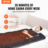 Heating Pads: VEVOR Sauna Blanket for Detoxification, Portable Far Infrared Sauna for Home, Oxford Sauna Bag w/ Arm Holes & Carbon Fiber Heating, 1-6 Level Adjustable Temp35-80°C, 5-60 Minutes Timer, 1900x900mm