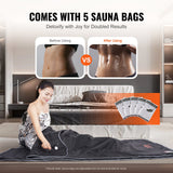 Heating Pads: VEVOR Sauna Blanket for Detoxification, Portable Far Infrared Sauna for Home, Oxford Sauna Bag w/ Arm Holes & Carbon Fiber Heating, 1-6 Level Adjustable Temp35-80°C, 5-60 Minutes Timer, 1900x900mm