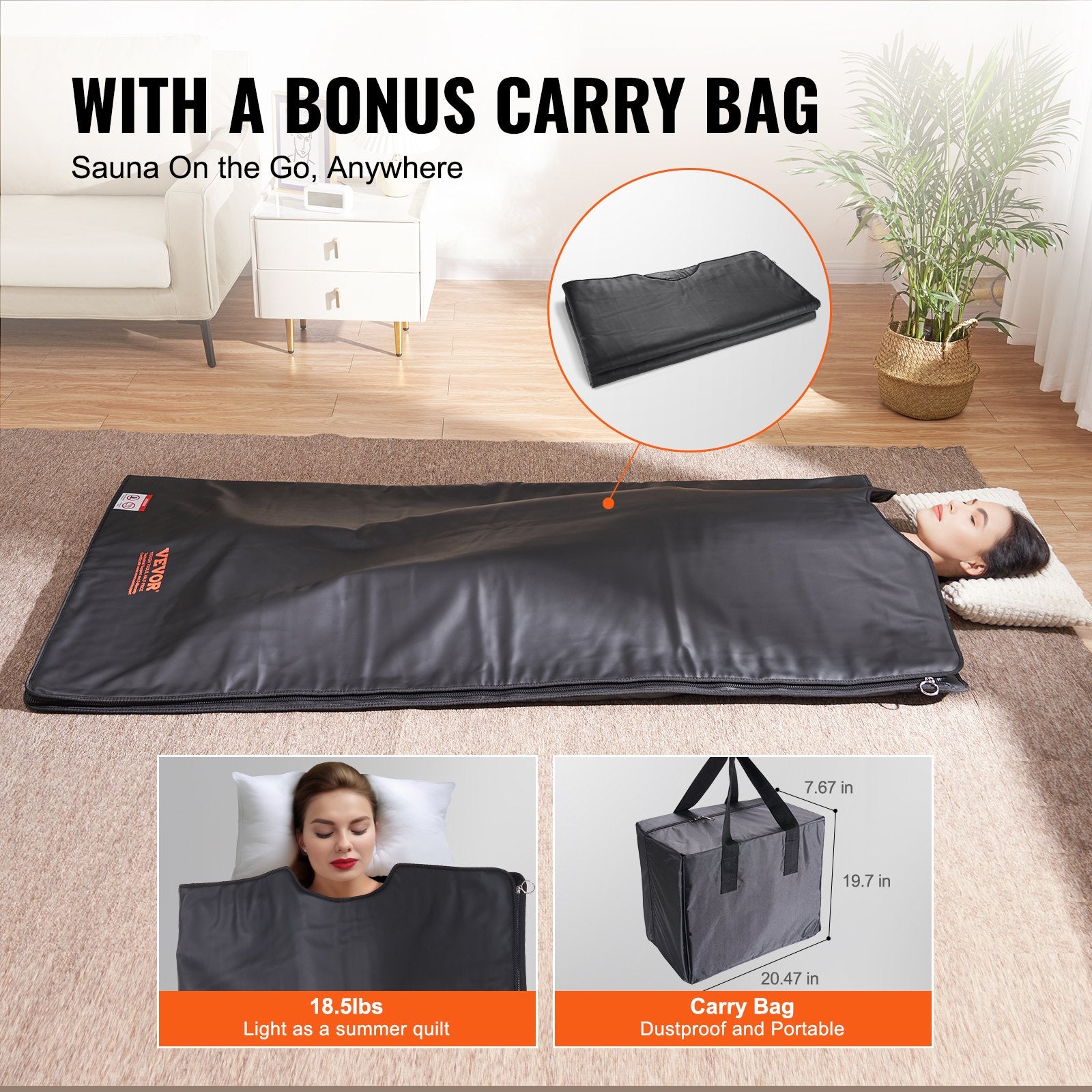 Heating Pads: VEVOR Sauna Blanket for Detoxification, Portable Far Infrared Sauna for Home Relaxation, 1-6 Level Adjustable Temprature Rannge 35-85°C, 1-60 Minutes Timer,1800x800mm