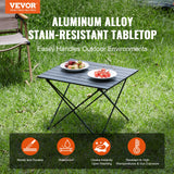 Camp Furniture: VEVOR Folding Camping Table, Outdoor Portable Side Tables, Lightweight Fold Up Table, Aluminum Alloy Ultra Compact Work Table with Carry Bag, For Cooking, Beach, Picnic, Travel, 22.2x15.9 inch, Black