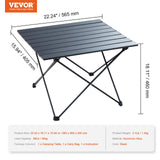 Camp Furniture: VEVOR Folding Camping Table, Outdoor Portable Side Tables, Lightweight Fold Up Table, Aluminum Alloy Ultra Compact Work Table with Carry Bag, For Cooking, Beach, Picnic, Travel, 22.2x15.9 inch, Black