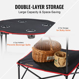 Outdoor Sofas & Lounge Sets: VEVOR Folding Camping Table, Outdoor Portable Side Tables, Lightweight Fold Up Table, 600D Oxford Fabric & Steel Ultra Compact Work Table with Large Storage & Carry Bag, For Beach Picnic, 28.3"x24"