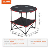 Outdoor Sofas & Lounge Sets: VEVOR Folding Camping Table, Outdoor Portable Side Tables, Lightweight Fold Up Table, 600D Oxford Fabric & Steel Ultra Compact Work Table with Large Storage & Carry Bag, For Beach Picnic, 28.3"x24"