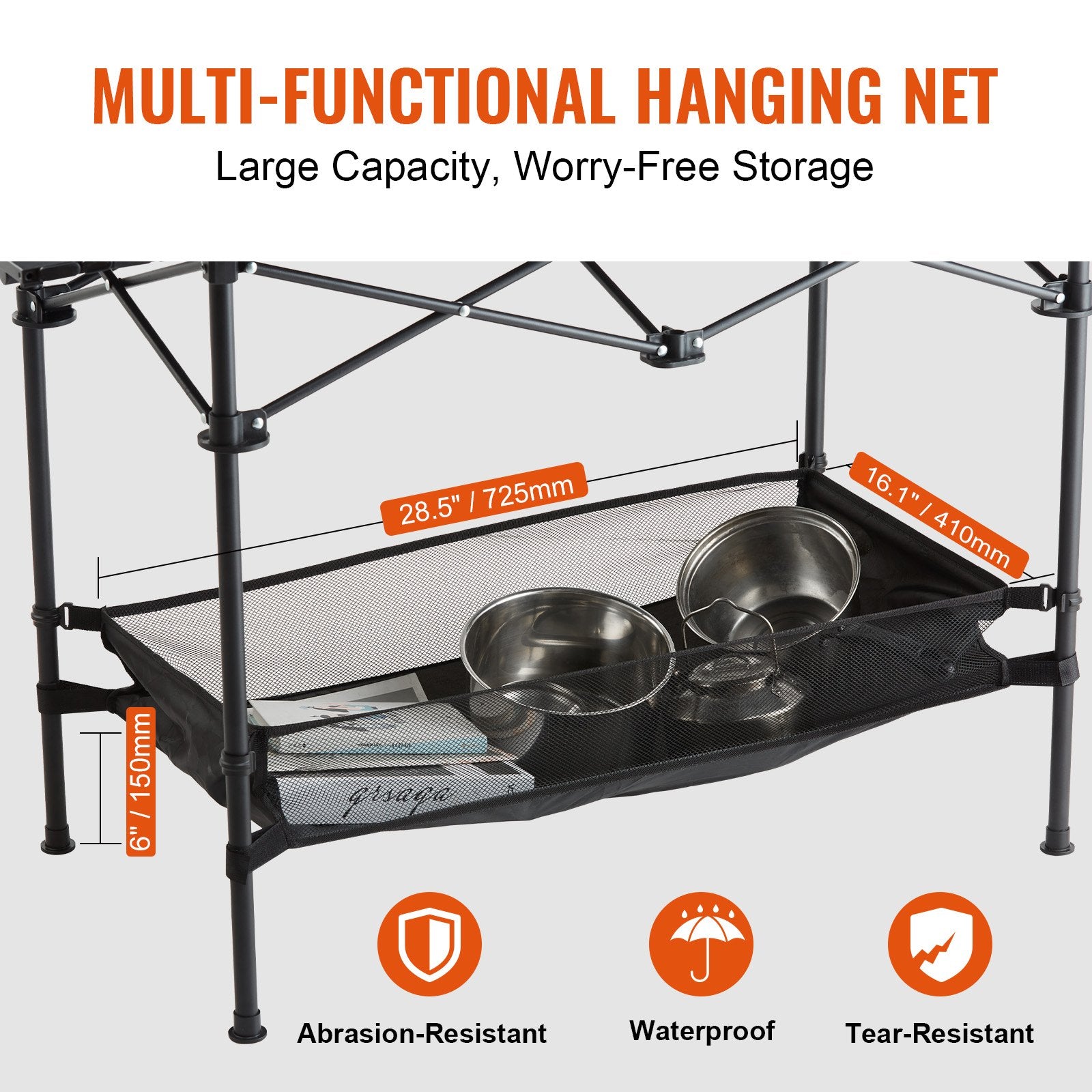 Outdoor Sofas & Lounge Sets: VEVOR Folding Camping Table, Outdoor Portable Side Tables, Lightweight Fold Up Table, Aluminum & Steel Ultra Compact Work Table with Large Storage and Carry Bag, For Beach, Picnic, Travel, 24x16 inch