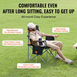 Camp Furniture: VEVOR Camping Folding Chair for Adults, Portable Heavy Duty Outdoor Quad Lumbar Back Padded Arm Chairs with Side Pockets, Cup Holder and Cooler Bag for Beach, Lawn, Picnic, Fishing, Backpacking, Black