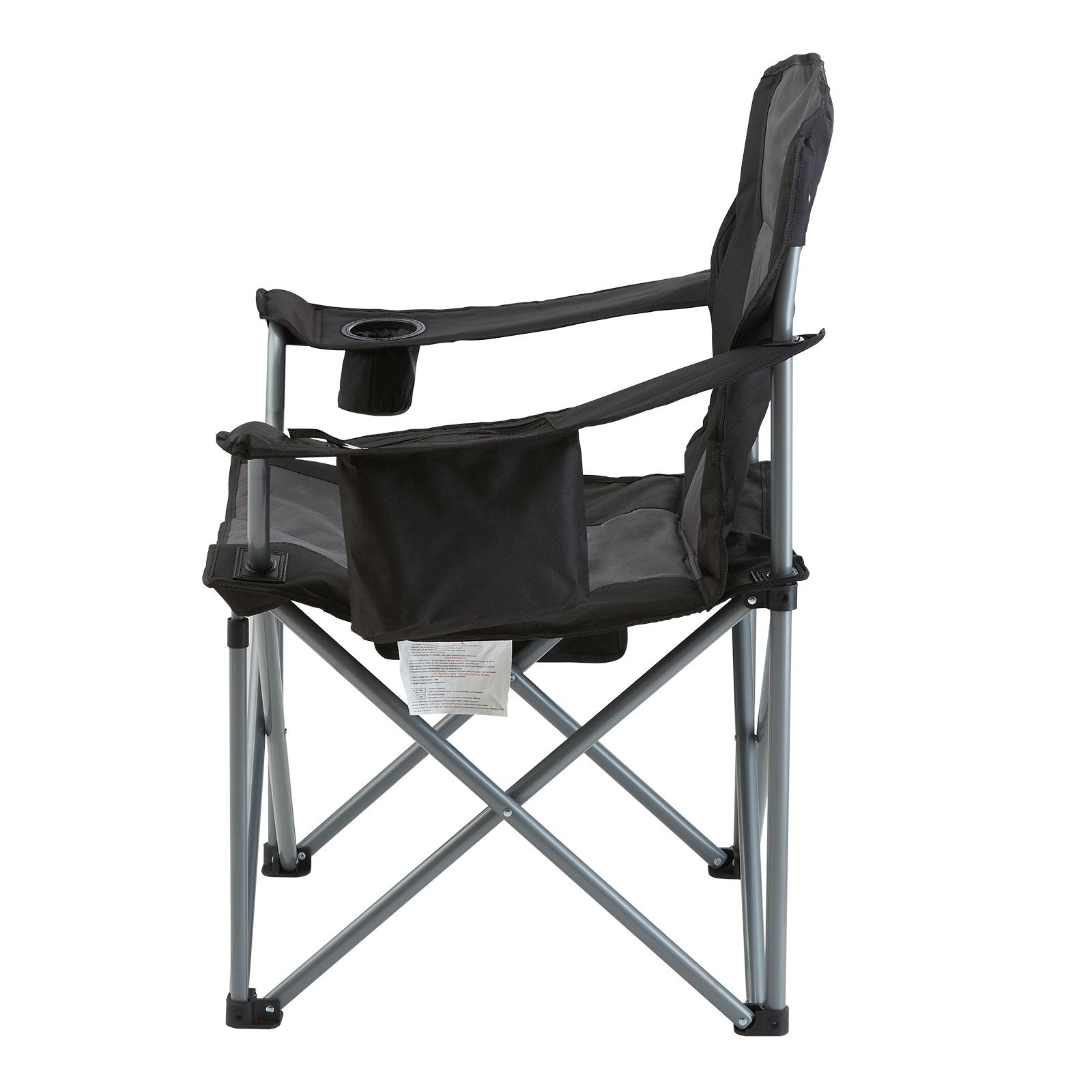 Camp Furniture: VEVOR Camping Folding Chair for Adults, Portable Heavy Duty Outdoor Quad Lumbar Back Padded Arm Chairs with Side Pockets, Cup Holder and Cooler Bag for Beach, Lawn, Picnic, Fishing, Backpacking, Black