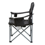 Camp Furniture: VEVOR Camping Folding Chair for Adults, Portable Heavy Duty Outdoor Quad Lumbar Back Padded Arm Chairs with Side Pockets, Cup Holder and Cooler Bag for Beach, Lawn, Picnic, Fishing, Backpacking, Black