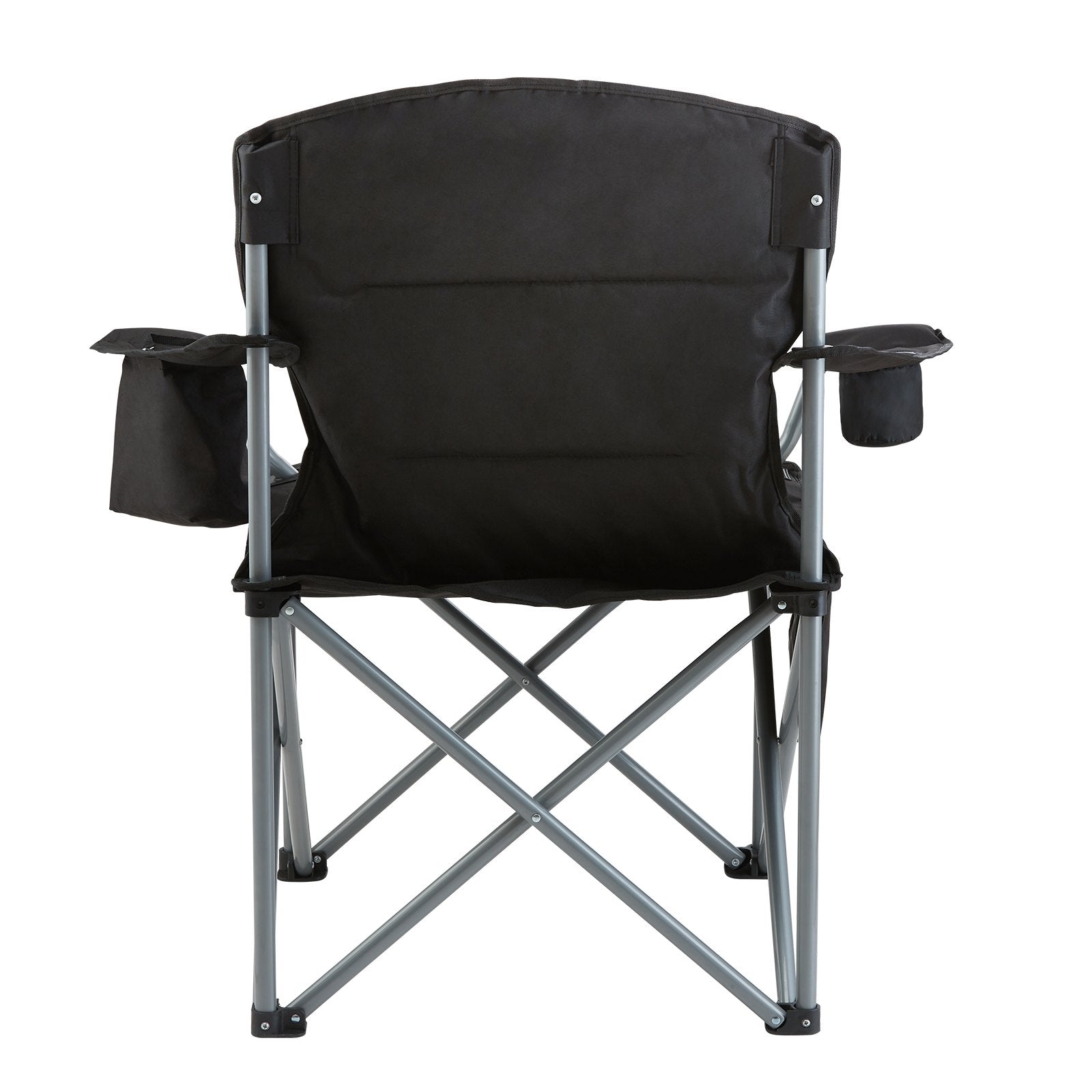 Camp Furniture: VEVOR Camping Folding Chair for Adults, Portable Heavy Duty Outdoor Quad Lumbar Back Padded Arm Chairs with Side Pockets, Cup Holder and Cooler Bag for Beach, Lawn, Picnic, Fishing, Backpacking, Black