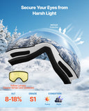 Protective Equipment: VEVOR Frameless Ski Goggles, Magnet Cylindrical Lens with Pink Revo Coating, OTG Anti fog Snow Goggles for Men Women Youth, TPU Frame & Ventilation Structure, Fit for Skiing, Skating, Snowboarding