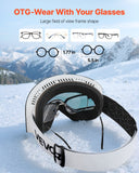 Protective Equipment: VEVOR Frameless Ski Goggles, Magnet Cylindrical Lens with Pink Revo Coating, OTG Anti fog Snow Goggles for Men Women Youth, TPU Frame & Ventilation Structure, Fit for Skiing, Skating, Snowboarding