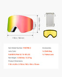 Protective Equipment: VEVOR Frameless Ski Goggles, Magnet Cylindrical Lens with Pink Revo Coating, OTG Anti fog Snow Goggles for Men Women Youth, TPU Frame & Ventilation Structure, Fit for Skiing, Skating, Snowboarding