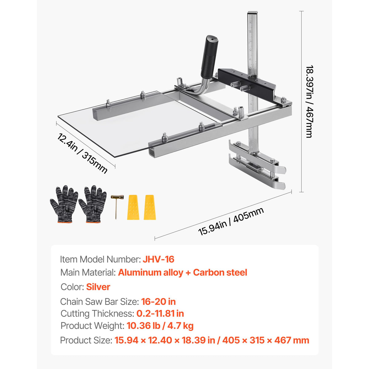 Chainsaw Mill, Portable Sawmill Fits 41-51 cm Planking Milling Bar, Lumber Cross Cutting Guide Chain Saw with Shield, 0.2-11.81 in Cutting Thickness, Timber Chainsaw Mill Kit for Woodworkers