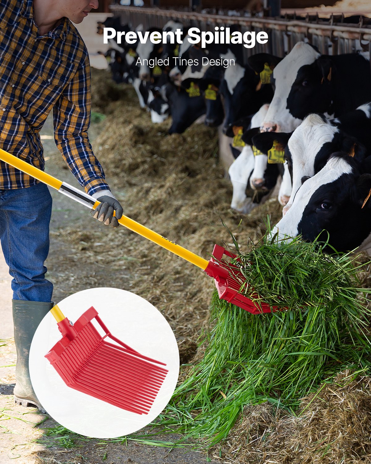 Gardening Accessories: VEVOR Horse Manure Fork Garden Tool 18 Tine Plastic Pitchfork Muck Rake for Hay