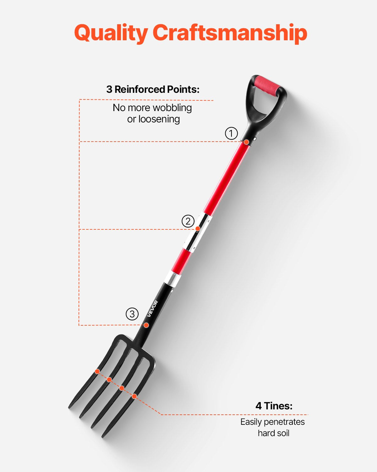 Seasonings & Spices: VEVOR 4 Tines Garden Fork Fiberglass Handle 45 in Spading Pitchfork Heavy Duty