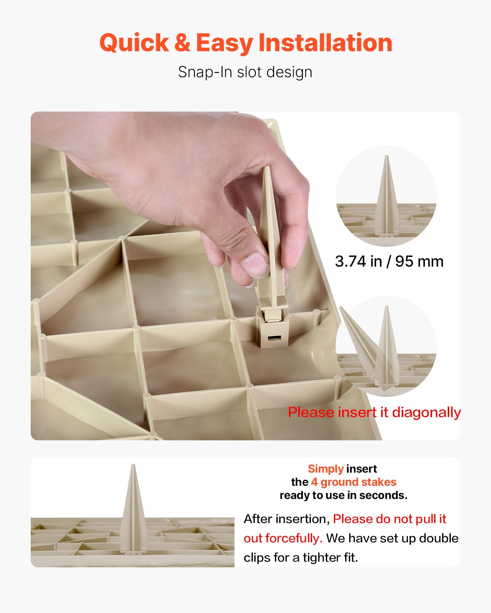 Garden Stepping Stones, 16Pcs 39.5x39.5 cm, Decorative Stepping Stones with Stakes, Weather-Resistant Plastic Pathway Pavers, Smooth Surface, Outdoor Walkway for Lawn Patio Landscape, Beige