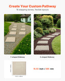 Outdoor Play Equipment: VEVOR Garden Stepping Stones, 16Pcs 39.5x39.5 cm, Decorative Stepping Stones with Stakes, Weather-Resistant Plastic Pathway Pavers, Smooth Surface, Outdoor Walkway for Lawn Patio Landscape, Beige