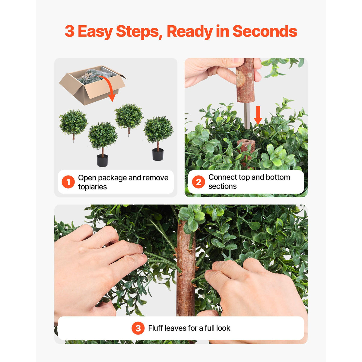 Artificial Topiary Boxwood Double Ball, 2 Set 914mm Faux Boxwood Plant Balls, Fake Silk Tree Look Real, Easy Assembly for Decor Front Porch Outdoor Patio Garden Balcony Backyard Indoor