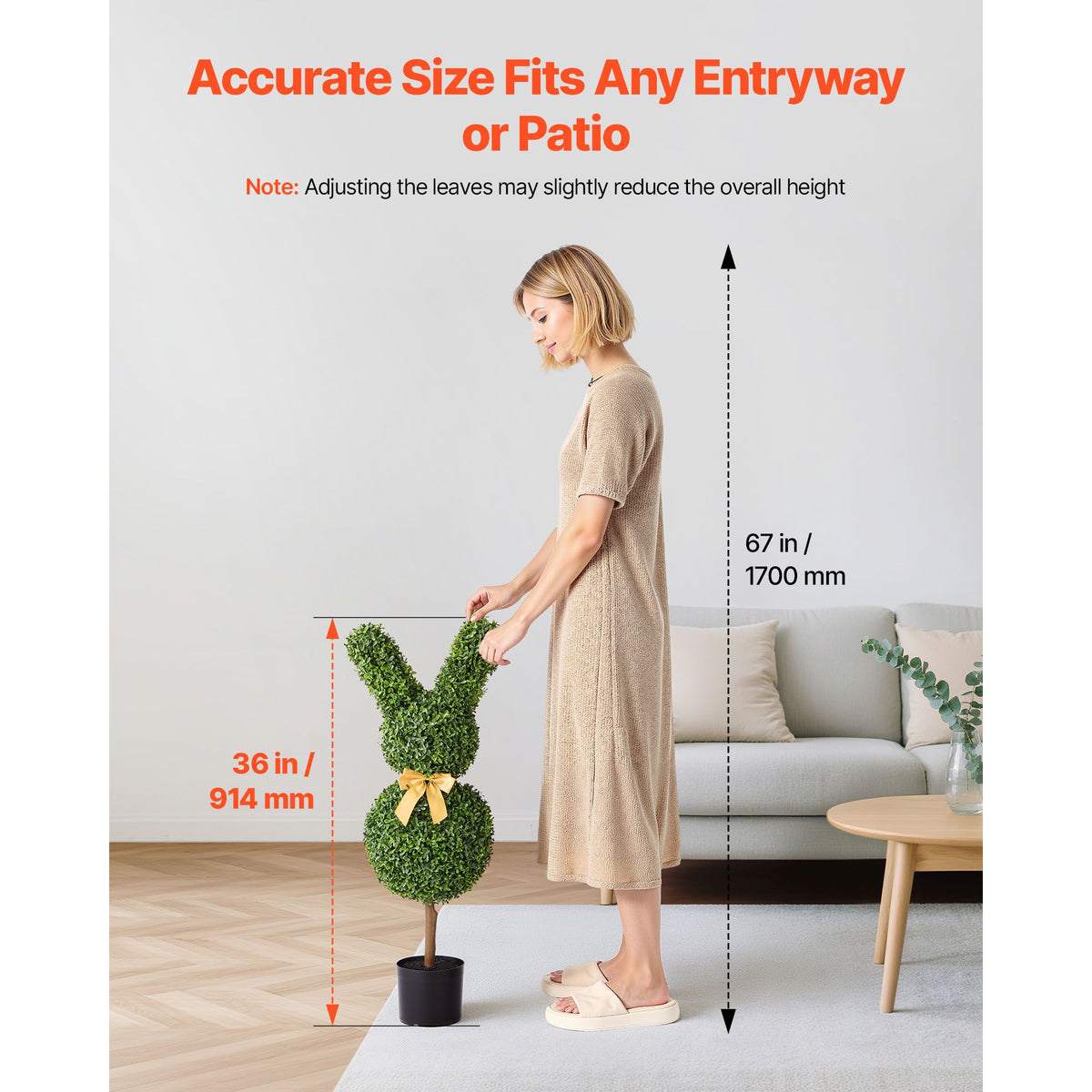 Artificial Topiary Bunny-Shape Boxwood Ball, 2 Set 914mm Faux Boxwood Plant Balls, Fake Silk Tree Look Real, Easy Assembly for Decor Front Porch Outdoor Patio Garden Balcony Backyard Indoor