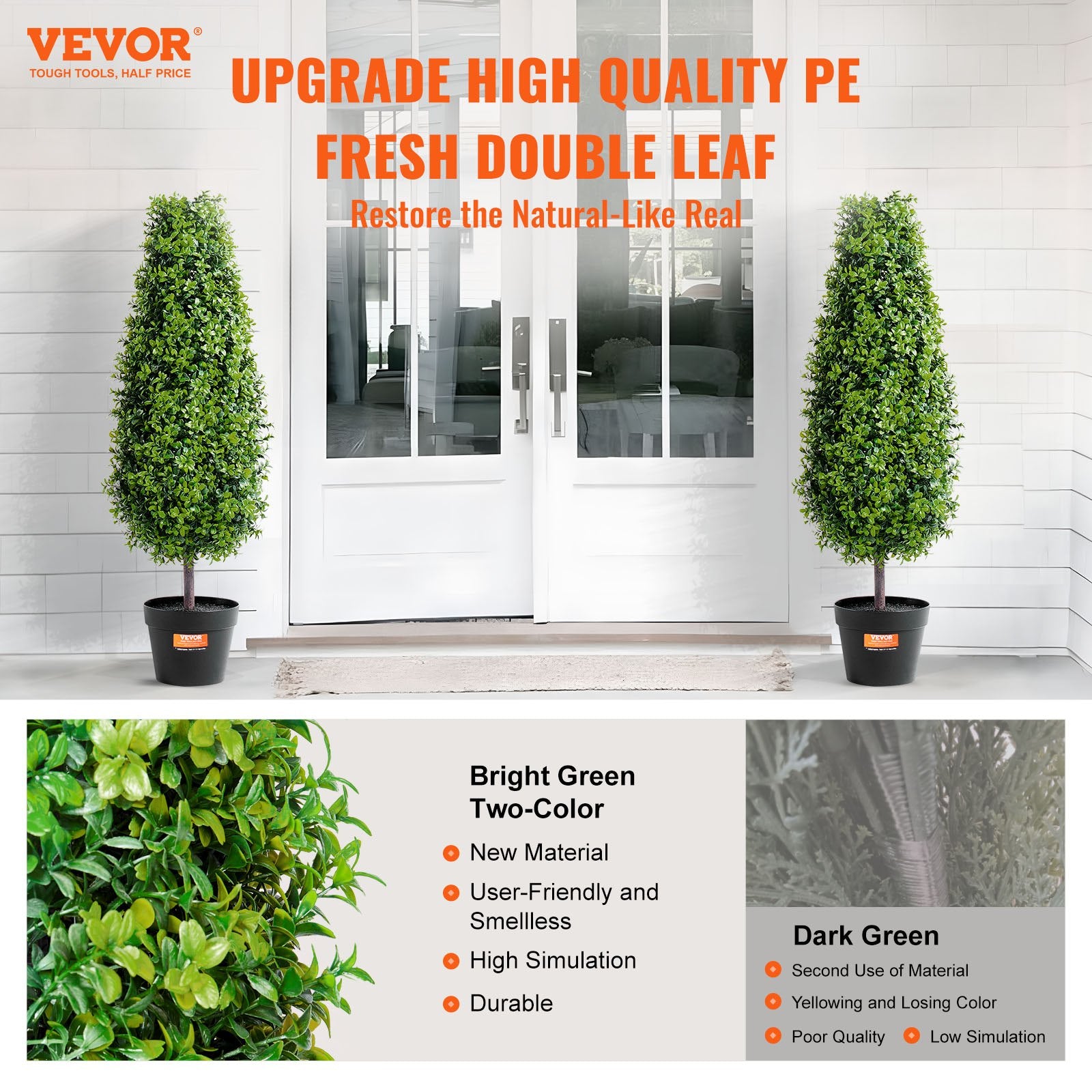 Artificial Flowers & Plants: VEVOR 2 Pack 91.4cm Artificial Boxwood Topiary Tree Faux Plant UV Decor In/Outdoor
