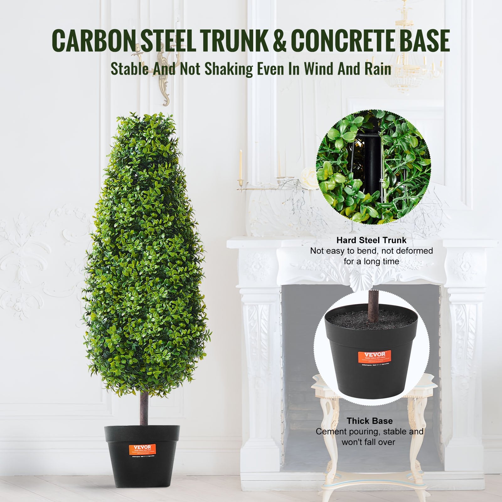 Artificial Flowers & Plants: VEVOR 2 Pack 91.4cm Artificial Boxwood Topiary Tree Faux Plant UV Decor In/Outdoor