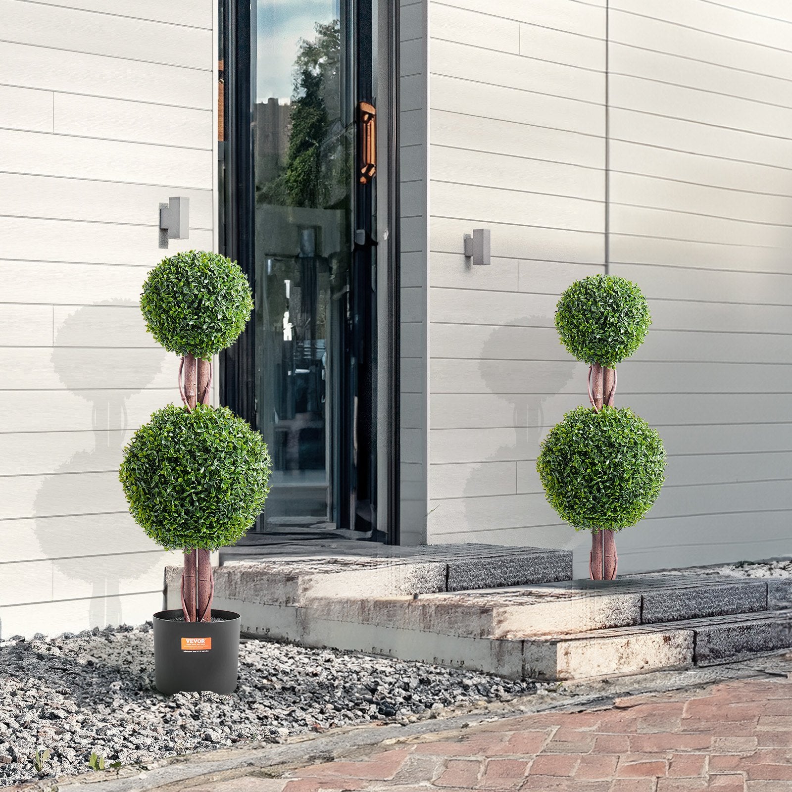 Artificial Flowers & Plants: VEVOR 2 Pack 91.4cm Artificial Boxwood Topiary Tree Faux Plant UV Decor In/Outdoor