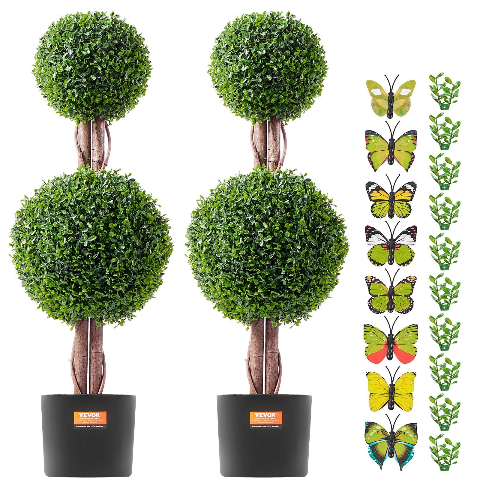 Artificial Flowers & Plants: VEVOR 2 Pack 91.4cm Artificial Boxwood Topiary Tree Faux Plant UV Decor In/Outdoor