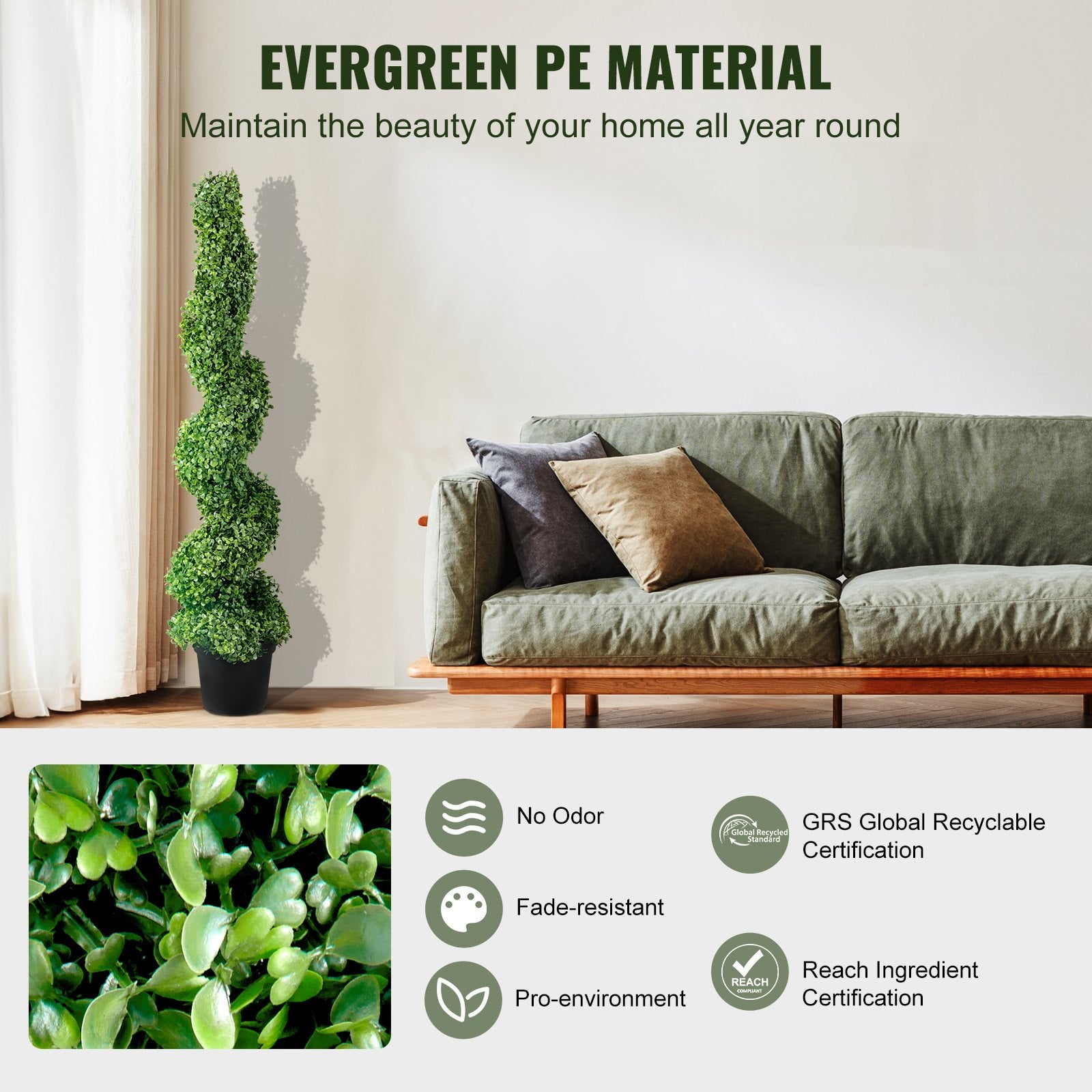 Garden Ornaments: VEVOR Artificial Topiaries Boxwood Trees, 10cm Tall (2 Pieces) Faux Topiary Plant Outdoor, All-year Green Feaux Plant w/ Replaceable Leaves for Decorative Indoor/Outdoor/Garden