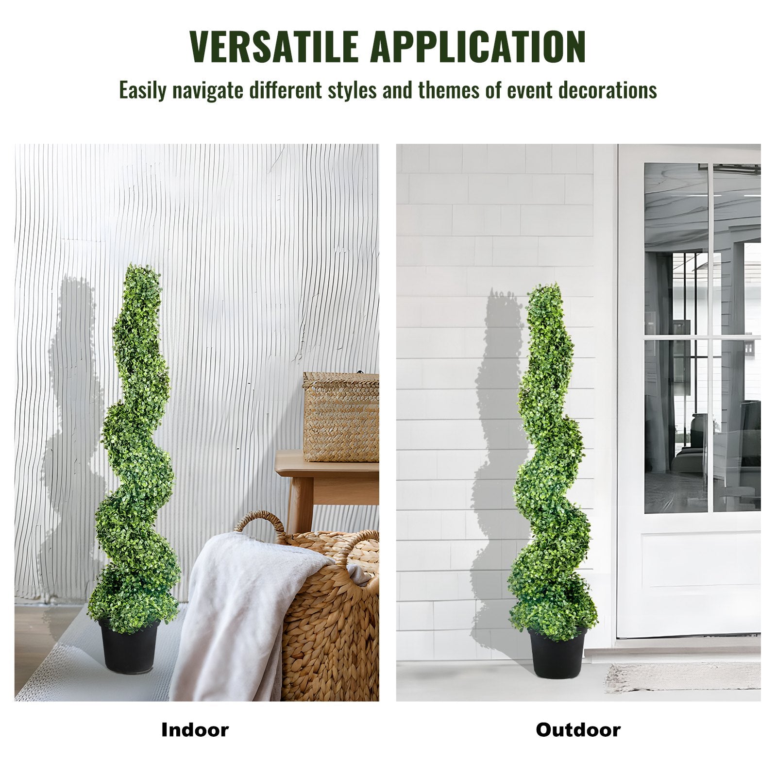 Garden Ornaments: VEVOR Artificial Topiaries Boxwood Trees, 10cm Tall (2 Pieces) Faux Topiary Plant Outdoor, All-year Green Feaux Plant w/ Replaceable Leaves for Decorative Indoor/Outdoor/Garden