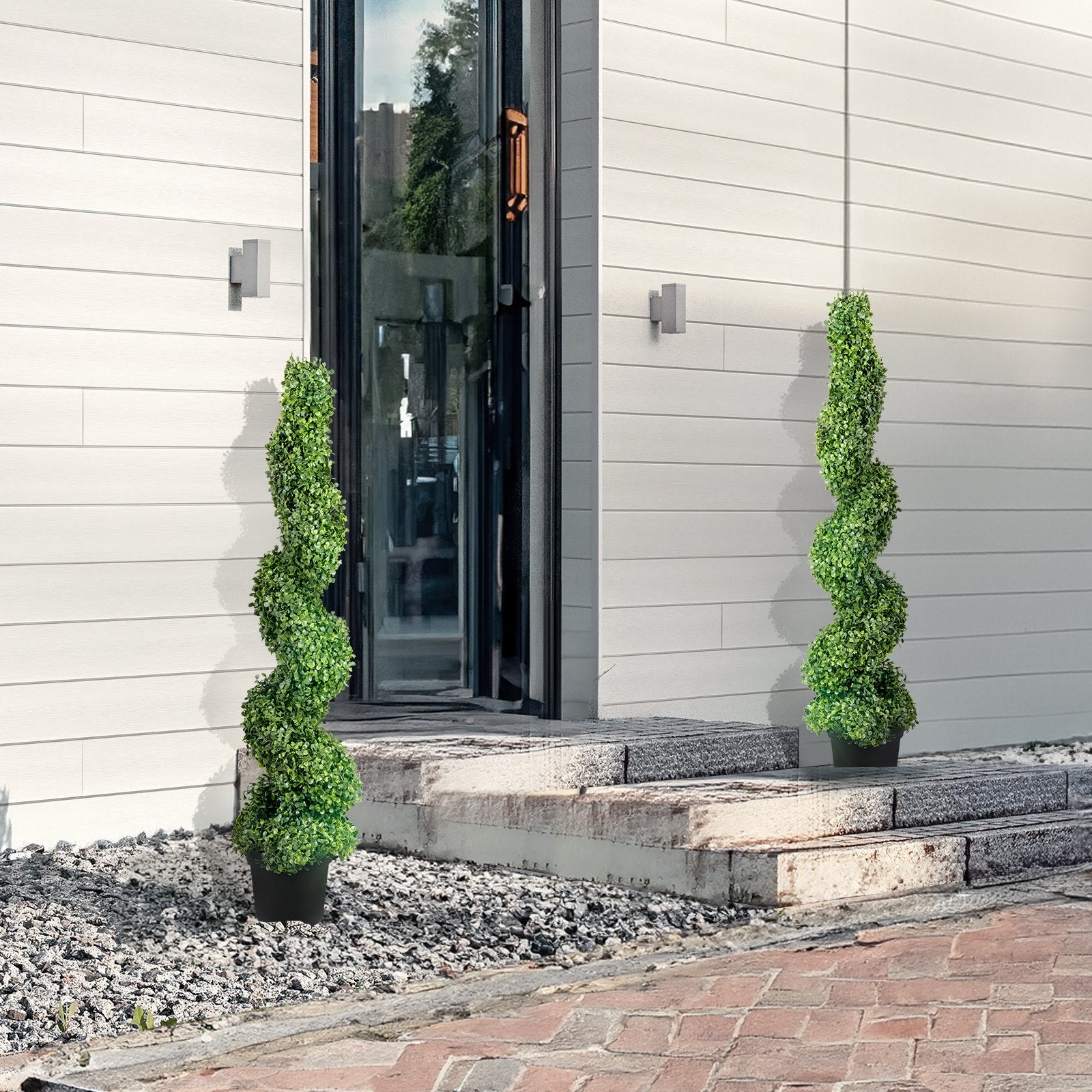 Garden Ornaments: VEVOR Artificial Topiaries Boxwood Trees, 10cm Tall (2 Pieces) Faux Topiary Plant Outdoor, All-year Green Feaux Plant w/ Replaceable Leaves for Decorative Indoor/Outdoor/Garden