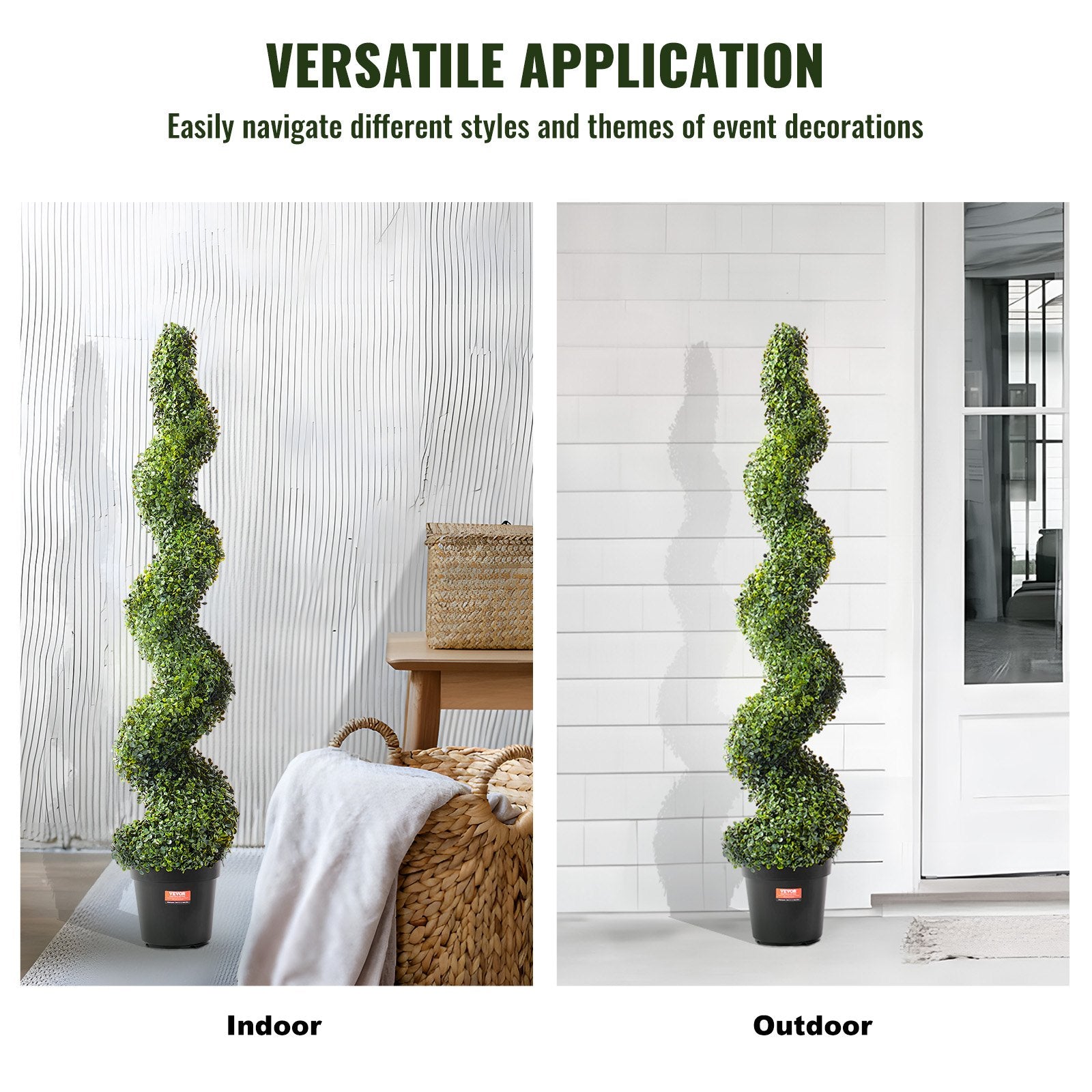 Artificial Flowers & Plants: VEVOR 2 Pack 152.4cm Artificial Boxwood Topiary Tree Faux Plant UV Decor In/Outdoor