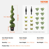 Artificial Flowers & Plants: VEVOR 2 Pack 152.4cm Artificial Boxwood Topiary Tree Faux Plant UV Decor In/Outdoor