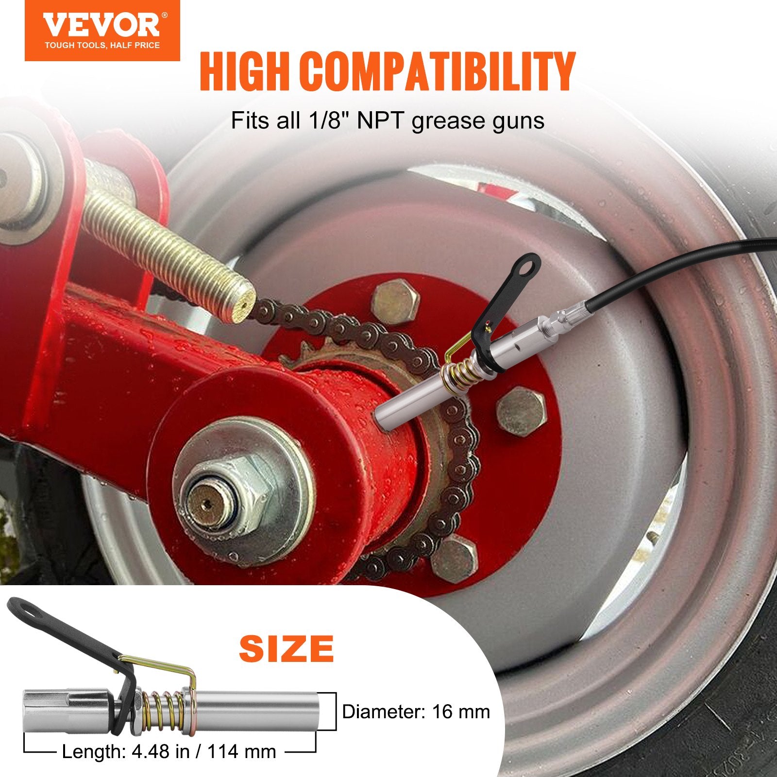 Fuel & Exhaust: VEVOR Grease Gun Coupler 2 Pack High Pressure Quick Release Oil Nozzle 10000 PSI