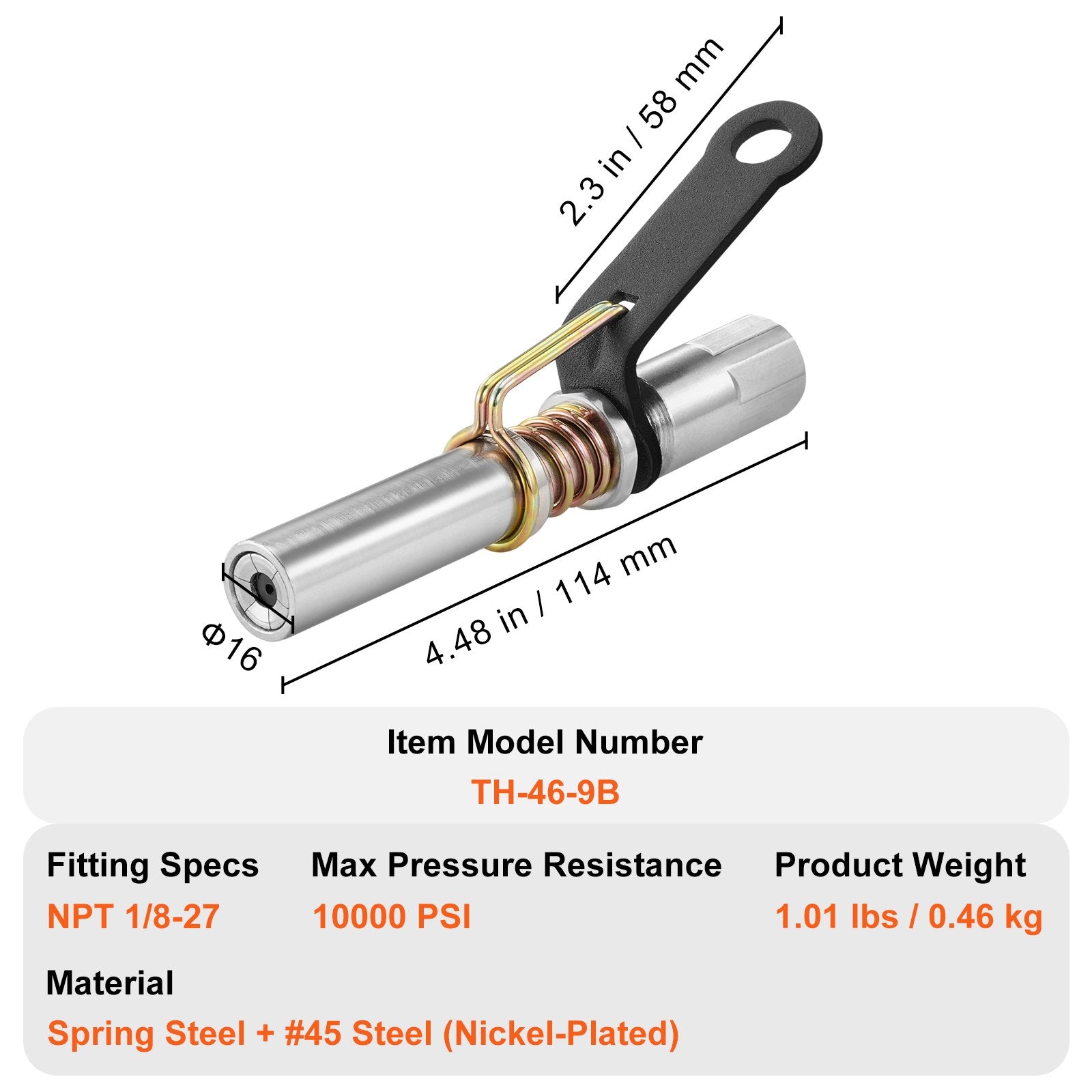 Fuel & Exhaust: VEVOR Grease Gun Coupler 2 Pack High Pressure Quick Release Oil Nozzle 10000 PSI