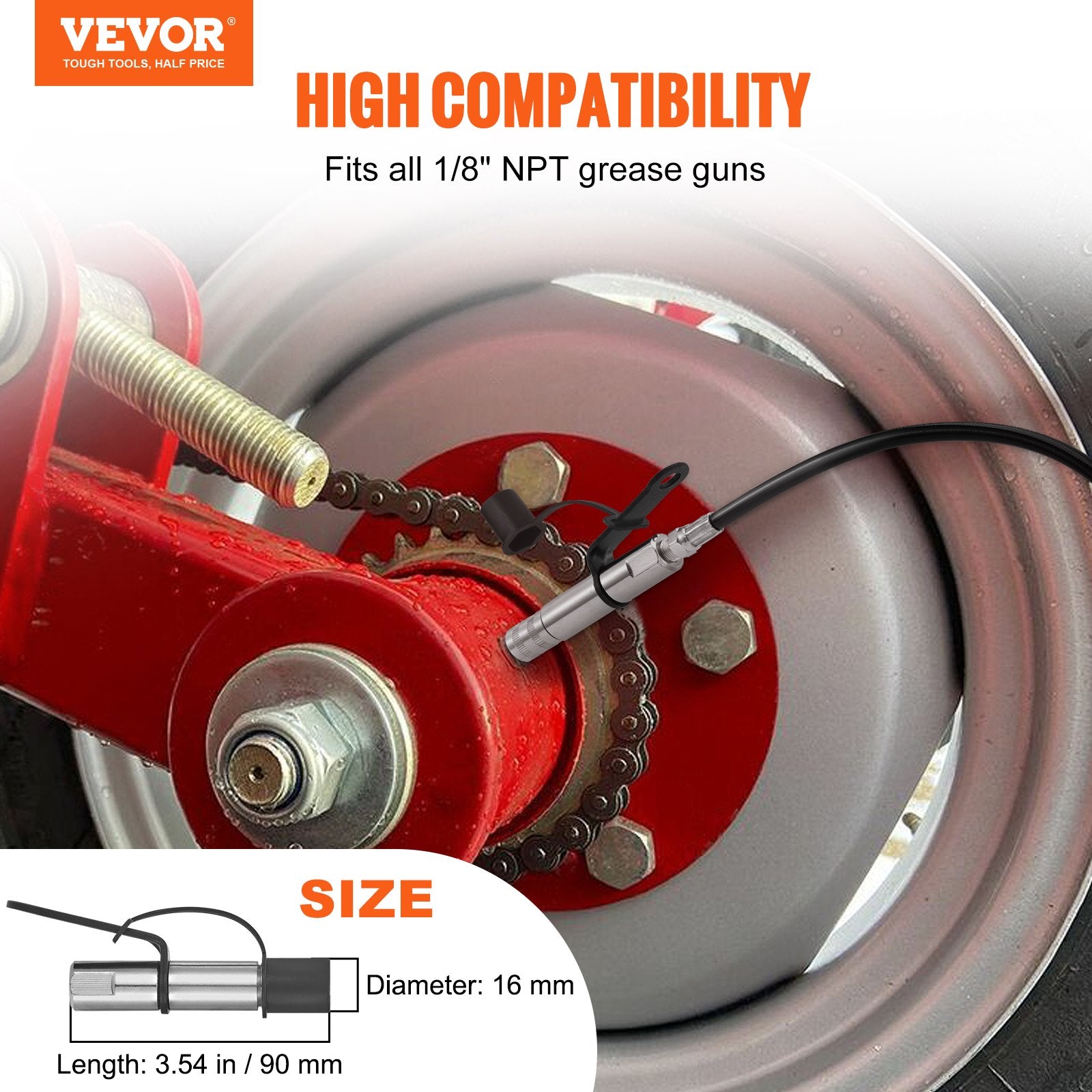 Fuel & Exhaust: VEVOR Grease Gun Coupler 2 Pack High Pressure Quick Release Oil Nozzle 10000 PSI