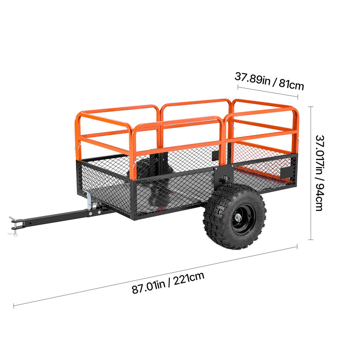 Garden Utility Trailer, 28 Cu. Ft. & 800 kg, ATV UTV Trailer, Tow Behind Steel Dump Trailers, Removable Rear Panel, Heavy Duty Pull Behind Yard Trailers for Lawn Mower Tractor Garden Waste