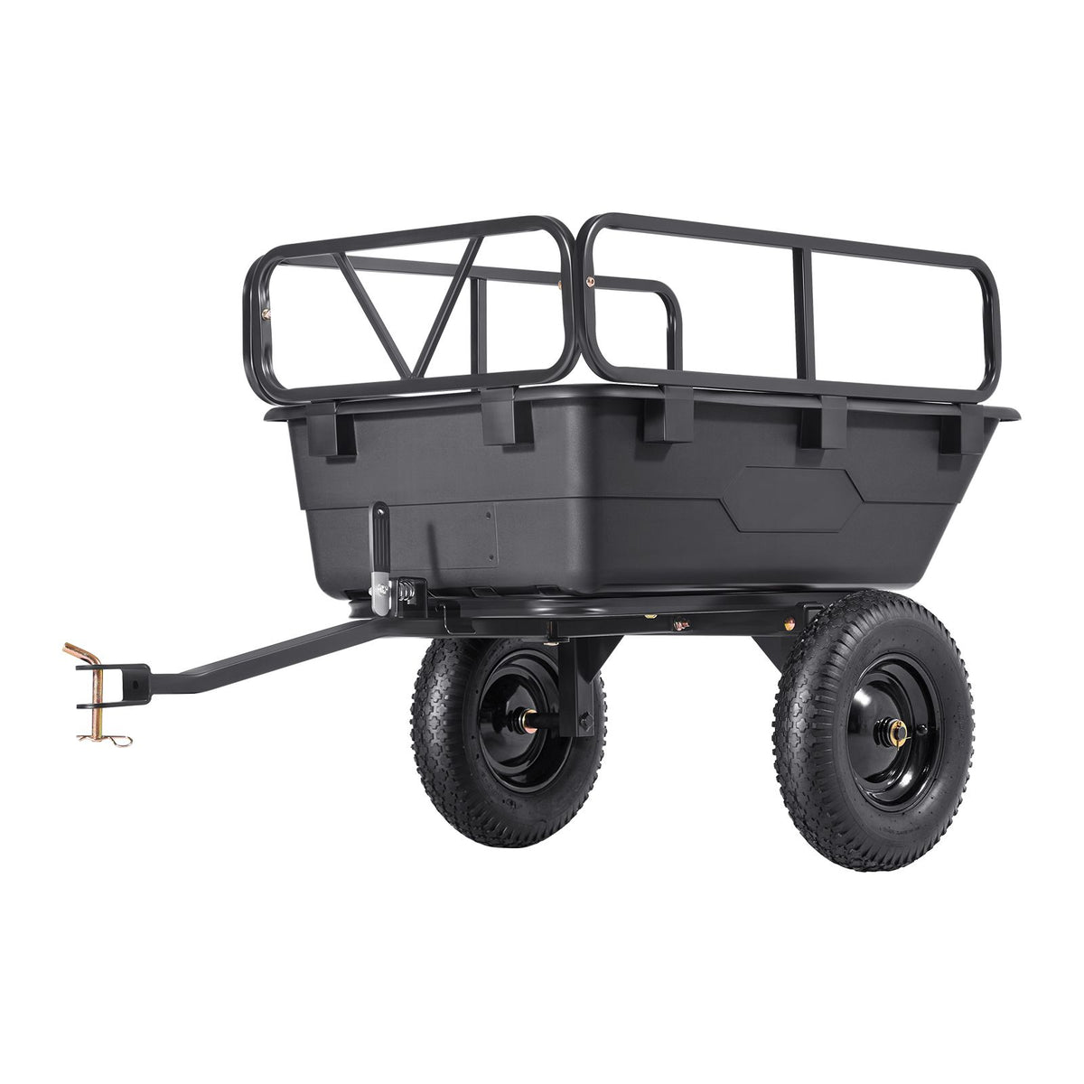 Garden Utility Trailer, 10 Cu. Ft 227 kg, ATV UTV Hauling Trailer, Tow Behind Poly Dump Cart with 16" Tires, Hand Pull or Foot Pedal, Heavy Duty Yard Trailers for Lawn Mower Tractor Garden Waste