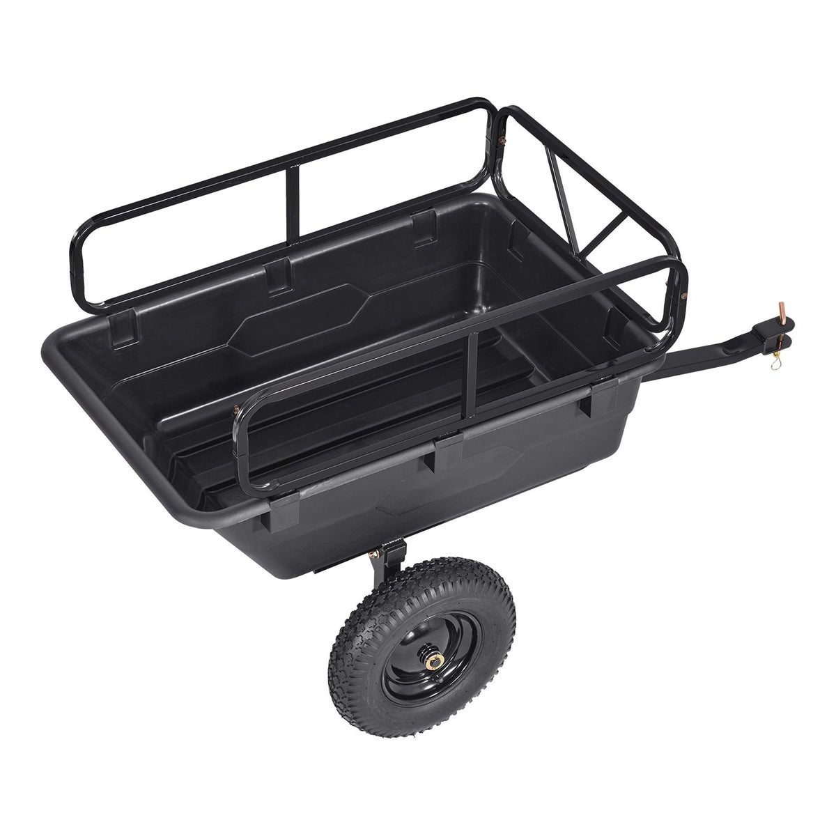 Garden Utility Trailer, 10 Cu. Ft 227 kg, ATV UTV Hauling Trailer, Tow Behind Poly Dump Cart with 16" Tires, Hand Pull or Foot Pedal, Heavy Duty Yard Trailers for Lawn Mower Tractor Garden Waste