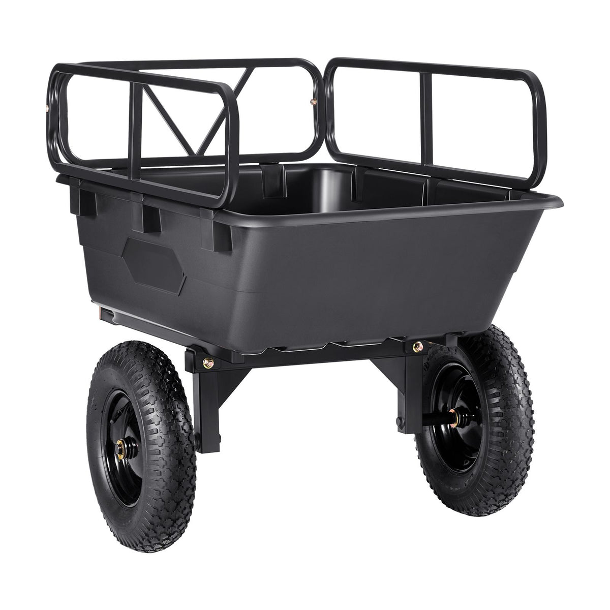 Garden Utility Trailer, 10 Cu. Ft 227 kg, ATV UTV Hauling Trailer, Tow Behind Poly Dump Cart with 16" Tires, Hand Pull or Foot Pedal, Heavy Duty Yard Trailers for Lawn Mower Tractor Garden Waste