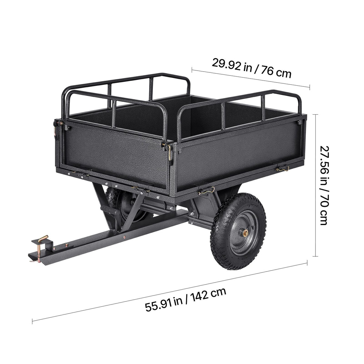 Garden Utility Trailer, 10 Cu. Ft & 227 kg Capacity, ATV UTV Hauling Trailer, Tow Behind Steel Dump Cart with 14" Tires, Hand Pull or Foot Pedal, Heavy Duty Yard Trailers for Lawn Mower Tractor