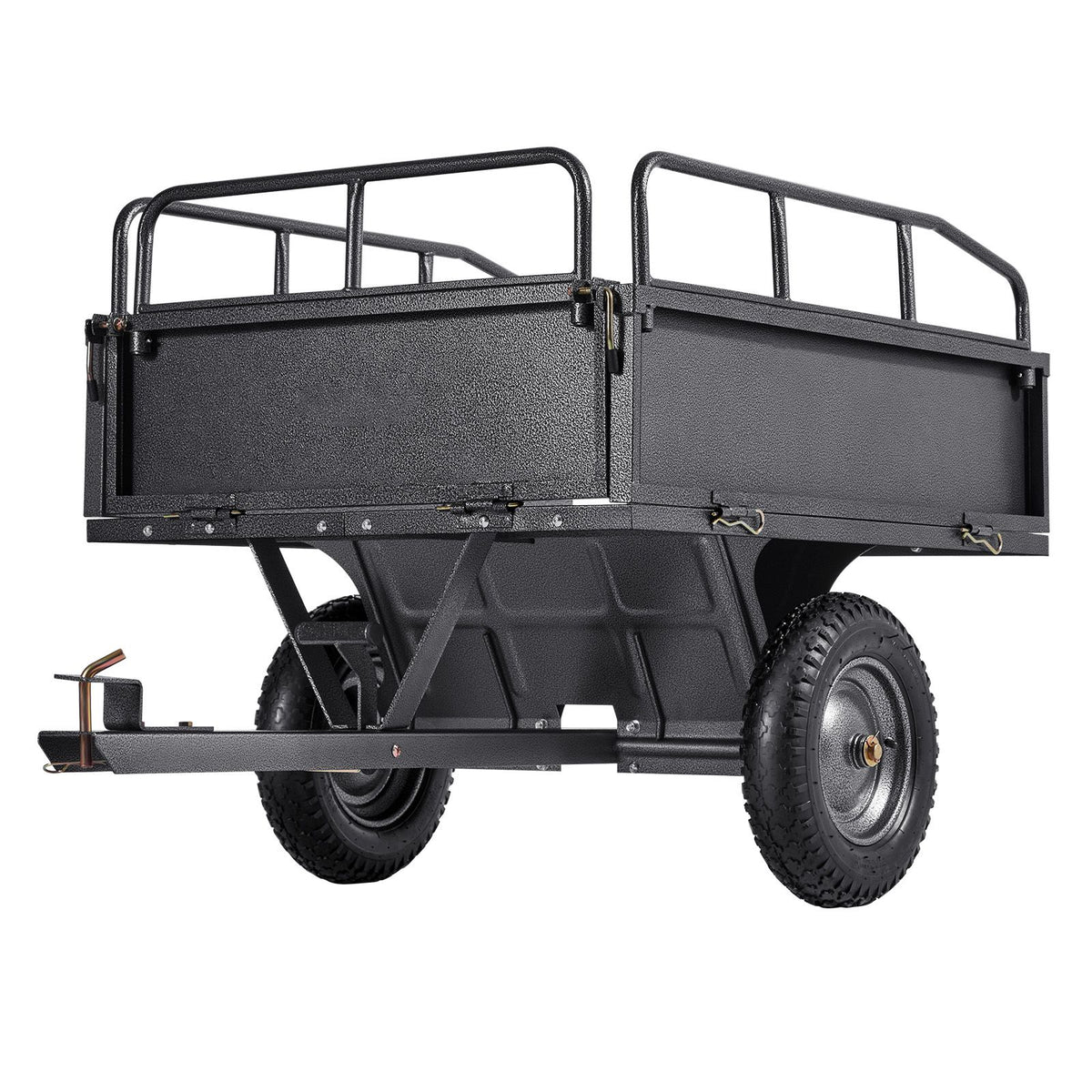 Garden Utility Trailer, 10 Cu. Ft & 227 kg Capacity, ATV UTV Hauling Trailer, Tow Behind Steel Dump Cart with 14" Tires, Hand Pull or Foot Pedal, Heavy Duty Yard Trailers for Lawn Mower Tractor
