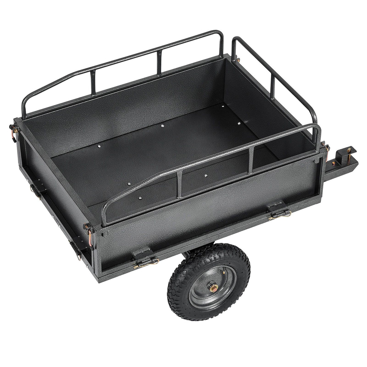 Garden Utility Trailer, 10 Cu. Ft & 227 kg Capacity, ATV UTV Hauling Trailer, Tow Behind Steel Dump Cart with 14" Tires, Hand Pull or Foot Pedal, Heavy Duty Yard Trailers for Lawn Mower Tractor