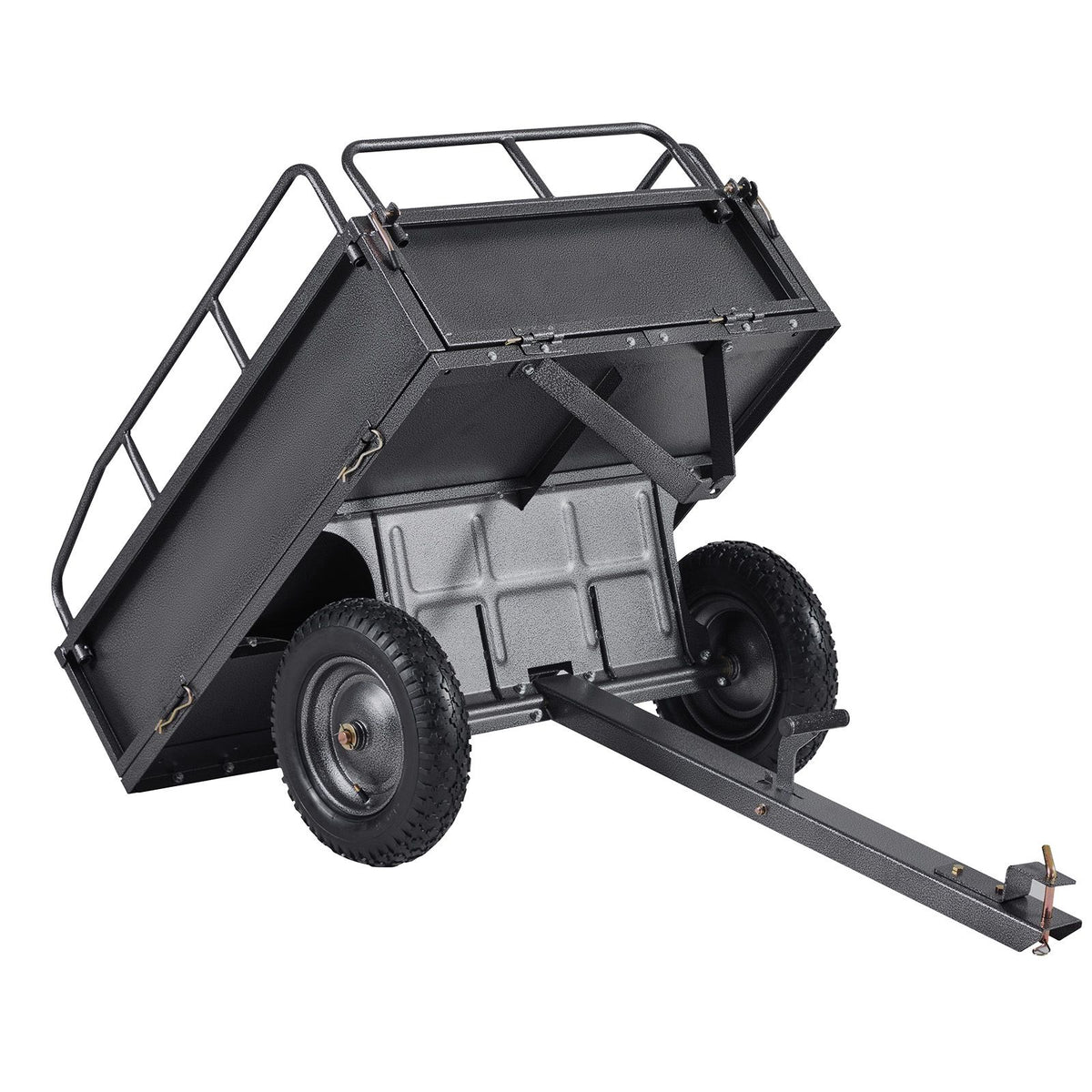Garden Utility Trailer, 10 Cu. Ft & 227 kg Capacity, ATV UTV Hauling Trailer, Tow Behind Steel Dump Cart with 14" Tires, Hand Pull or Foot Pedal, Heavy Duty Yard Trailers for Lawn Mower Tractor