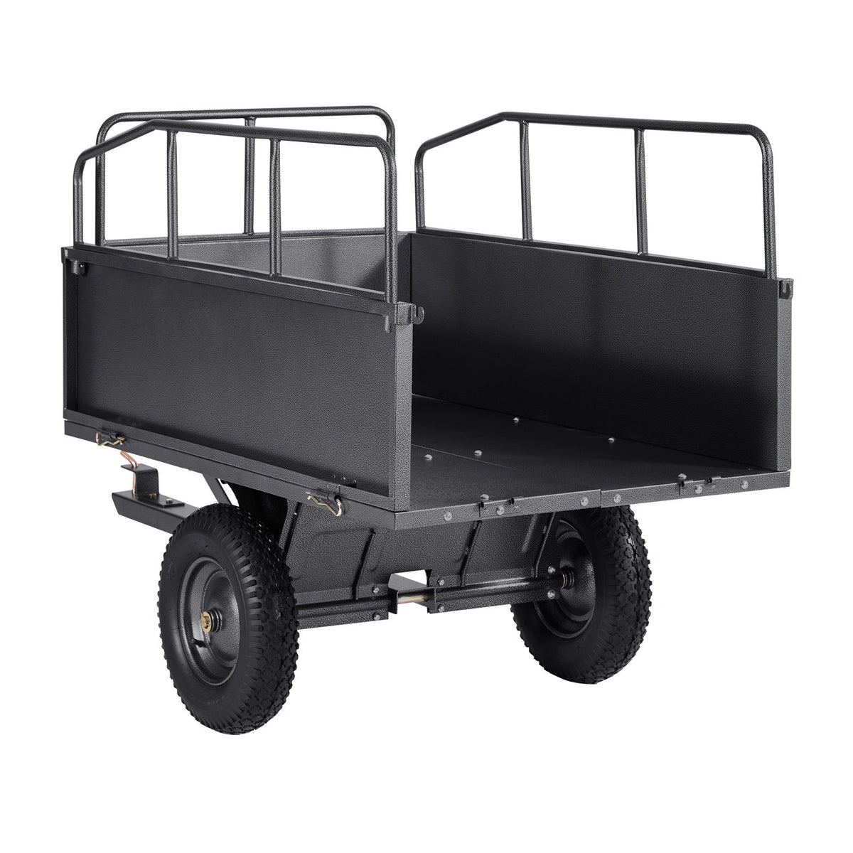 Garden Utility Trailer, 17 Cu. Ft & 272 kg Capacity, ATV UTV Hauling Trailer, Tow Behind Steel Dump Cart with 16" Tires, Hand Pull or Foot Pedal, Heavy Duty Yard Trailers for Lawn Mower Tractor