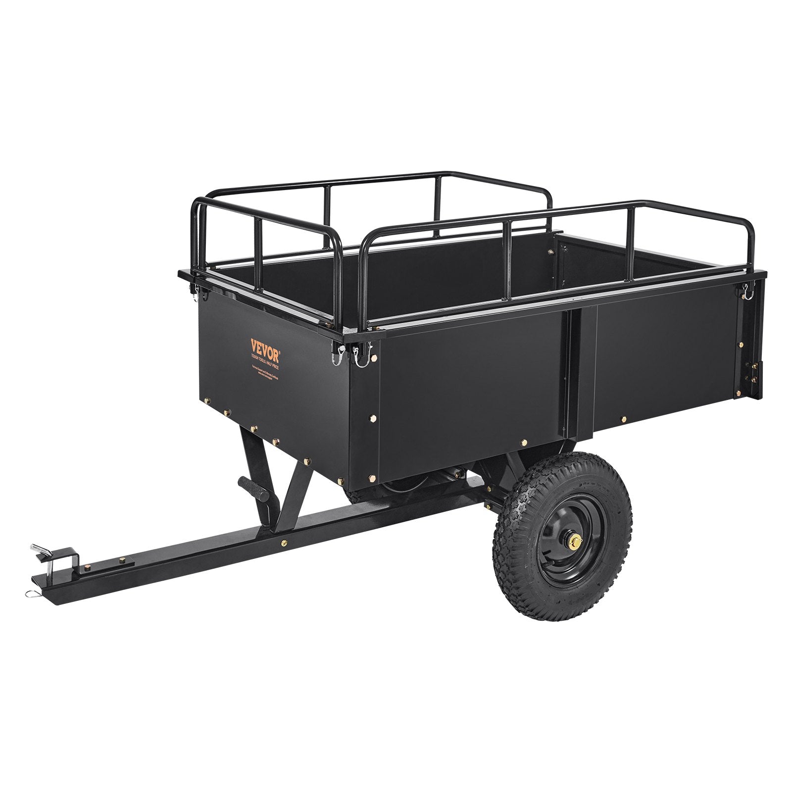 Spreaders & Wheelbarrows: VEVOR Heavy Duty ATV Trailer Steel Dump Cart, 750-Pound 15 Cubic Feet, Garden Utility Trailer with Removable Sides for Riding Lawn Mower Tractor