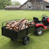 Spreaders & Wheelbarrows: VEVOR Heavy Duty ATV Trailer Steel Dump Cart, 750-Pound 15 Cubic Feet, Garden Utility Trailer with Removable Sides for Riding Lawn Mower Tractor