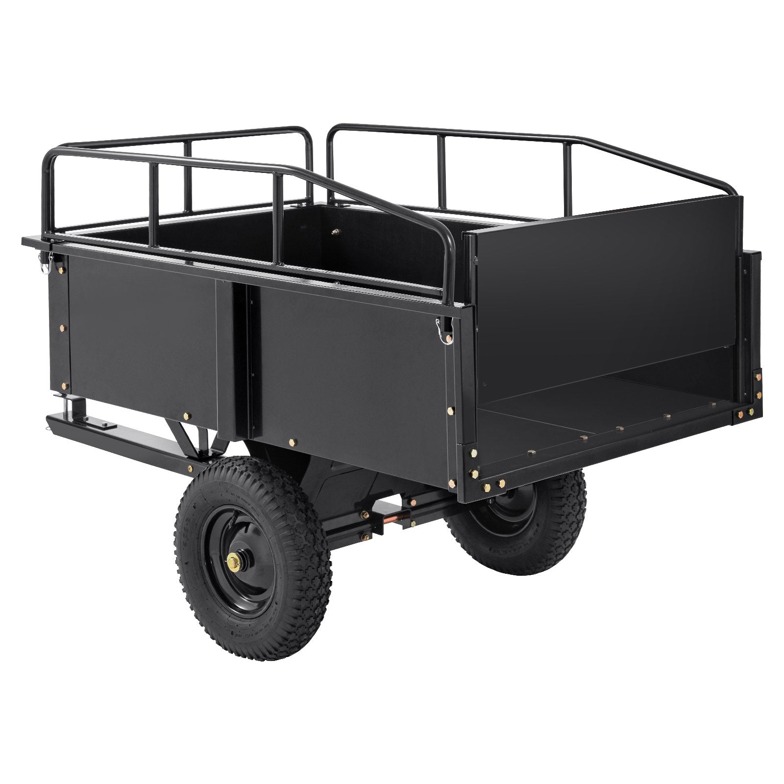 Spreaders & Wheelbarrows: VEVOR Heavy Duty ATV Trailer Steel Dump Cart, 750-Pound 15 Cubic Feet, Garden Utility Trailer with Removable Sides for Riding Lawn Mower Tractor