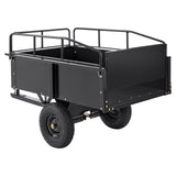 Spreaders & Wheelbarrows: VEVOR Heavy Duty ATV Trailer Steel Dump Cart, 750-Pound 15 Cubic Feet, Garden Utility Trailer with Removable Sides for Riding Lawn Mower Tractor