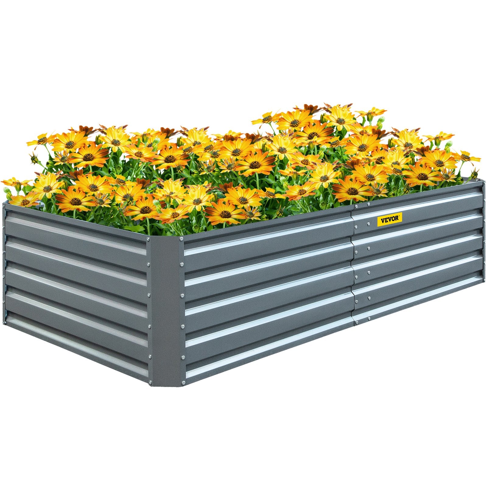 Garden Ornaments: VEVOR Galvanized Raised Garden Bed, 203 x 102 x 48 cm Metal Planter Box, Gray Steel Plant Raised Garden Bed Kit, Planter Boxes Outdoor for Growing Vegetables,Flowers,Fruits,Herbs,and Succulents