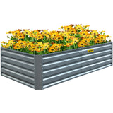 Garden Ornaments: VEVOR Galvanized Raised Garden Bed, 203 x 102 x 48 cm Metal Planter Box, Gray Steel Plant Raised Garden Bed Kit, Planter Boxes Outdoor for Growing Vegetables,Flowers,Fruits,Herbs,and Succulents